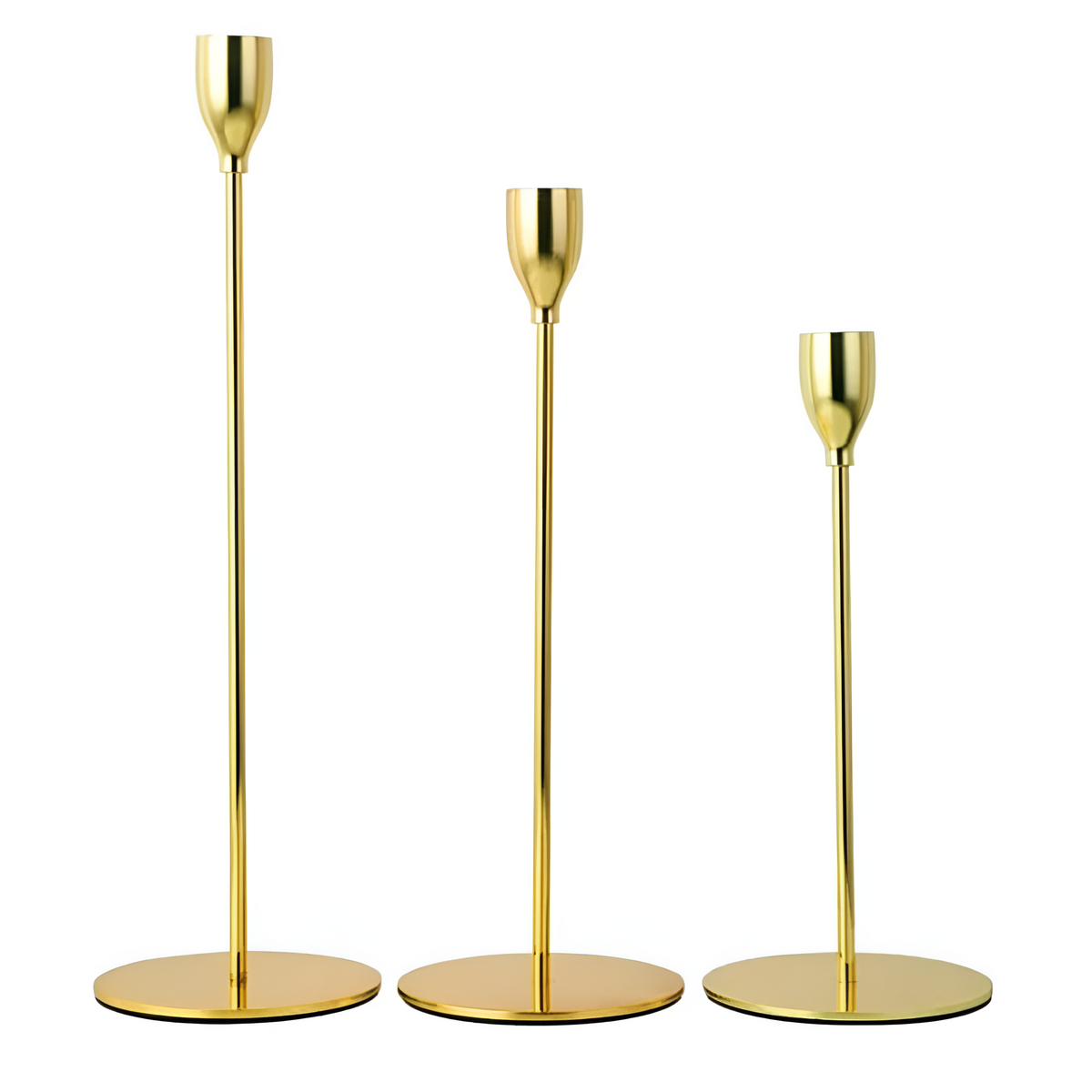 Sable Candle Holder Set - Brushed Metal, 3 Taper Candle Holders