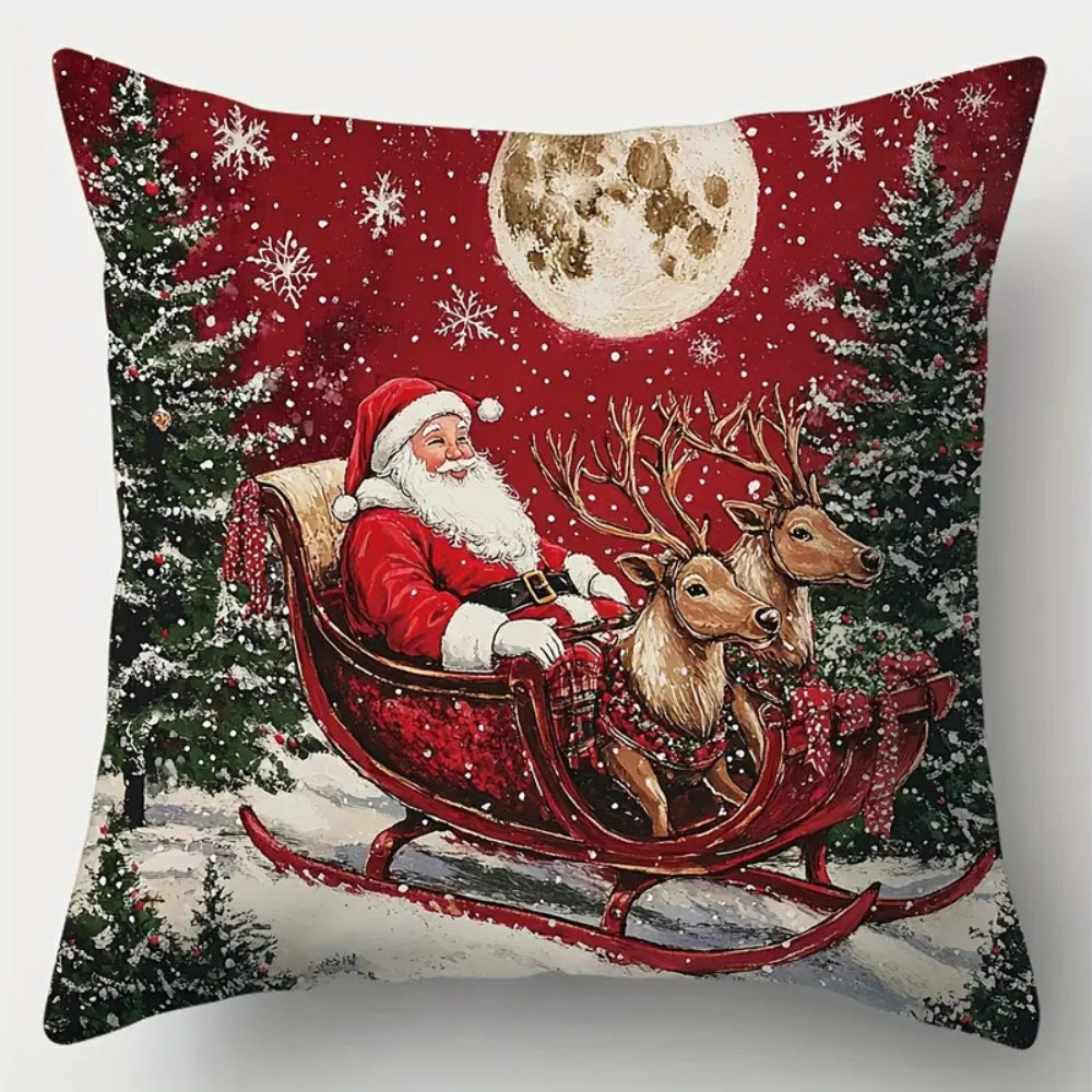 Sable Christmas Cushion Cover - Festive Cotton Blend, Zippered Closure