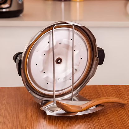 Sable Pot Lid and Spoon Holder - Stainless Steel, Space-Saving Design