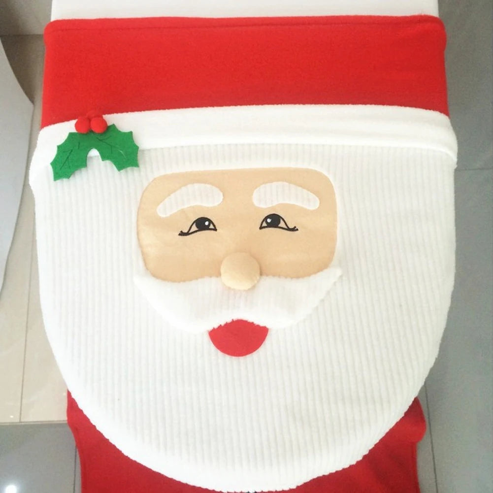Sable Santa Toilet Cover Set - Plush 3-Piece, Festive Holiday Decor