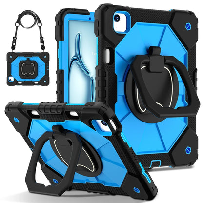Triple-Layer iPad Protective Case with 360° Rotating Hand Grip, Integrated Kickstand & Shoulder Strap | Tempered Glass Screen Protector
