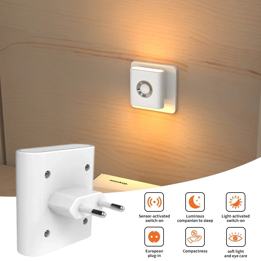 Plug-In Motion Sensor LED Night Light with 10 ft Radar Detection for Hallways Bedrooms Bathrooms Stairs Automatic Warm White Safety Lighting