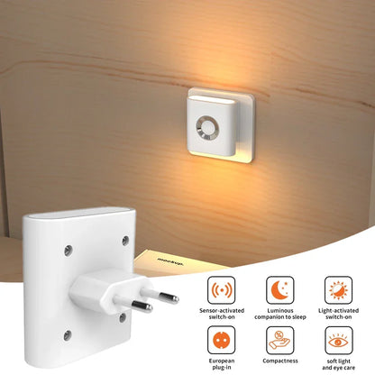 Plug-In Motion Sensor LED Night Light with 10 ft Radar Detection for Hallways Bedrooms Bathrooms Stairs Automatic Warm White Safety Lighting