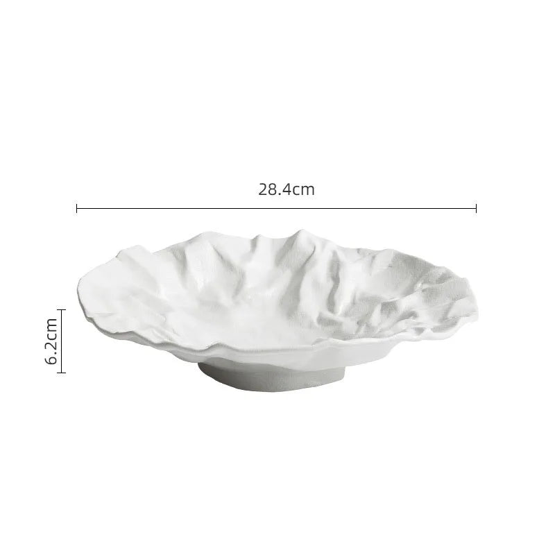 Handcrafted Ceramic Dining Bowl with Ocean-Inspired Texture for Salads Soups Fruit Centerpiece Home Kitchen Tableware Decor