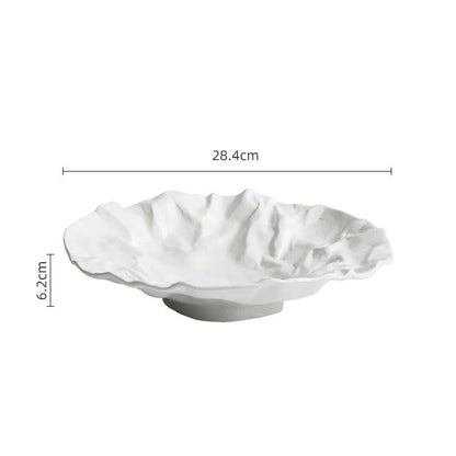 Handcrafted Ceramic Dining Bowl with Ocean-Inspired Texture for Salads Soups Fruit Centerpiece Home Kitchen Tableware Decor