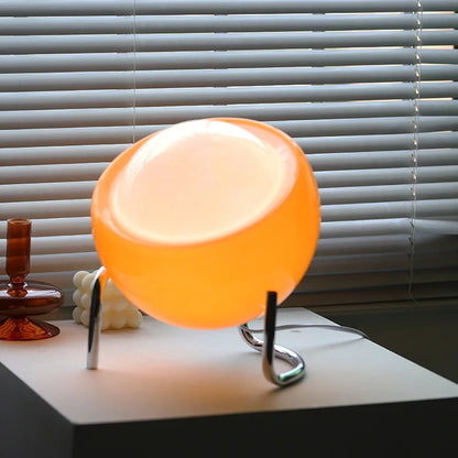Glowing Sphere Desk Lamp with 3-Color LED Lighting – 8 in Amber Glass Orb for Nightstand, Office & Living Room