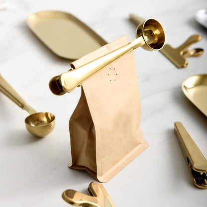 Stainless Steel Bag Sealer Scoop 7 Inch Dual Purpose Clip for Coffee Tea Storage Kitchen Pantry Organization Tool Silver Gold Black Rose Gol