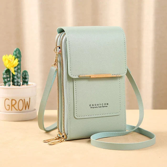 Compact RFID-Blocking Crossbody Bag with Waterproof Phone Compartment for Women & Travel