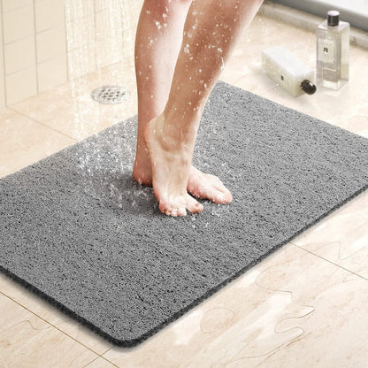 Non-Slip Shower Mat with Antimicrobial Protection for Bathroom Safety Gray White Yellow
