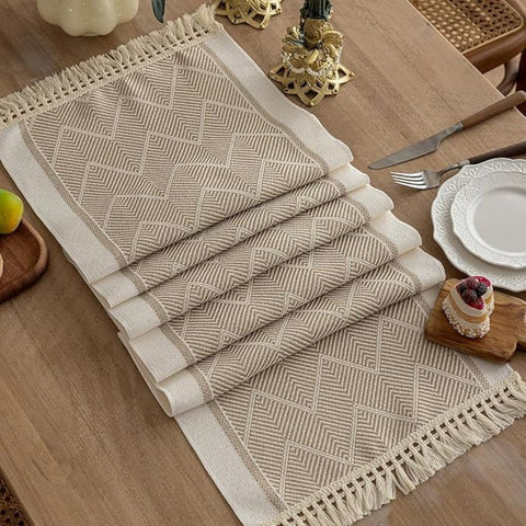 Zara Loom Table Runner - Microfiber, Geometric Zigzag