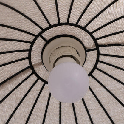 Fabric Dome Ceiling Light White 14 inch Ribbed Scalloped Hanging Fixture for Dining Room Bedroom Adjustable Height Vintage Modern E26 Socket