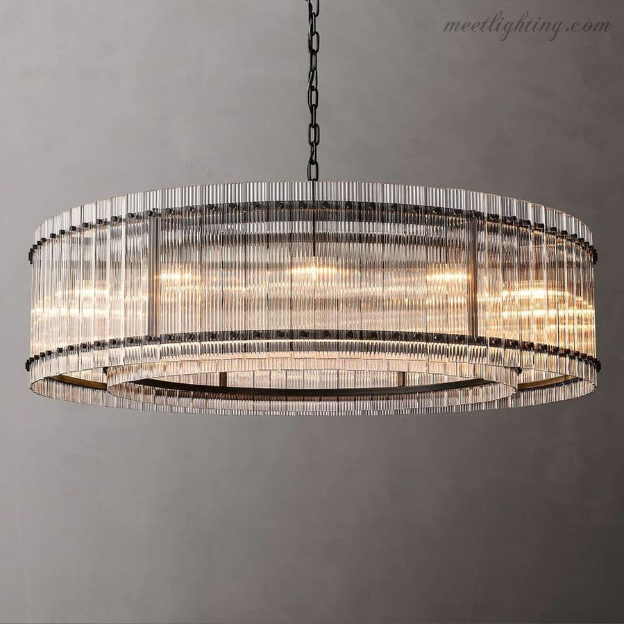 Circular Tiered Glass Panel Ceiling Fixture 22-60 Inch Diameter for Dining Room Foyer Living Room Bedroom Hotel Entryway Statement Lighting