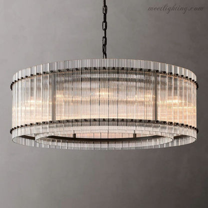 Circular Tiered Glass Panel Ceiling Fixture 22-60 Inch Diameter for Dining Room Foyer Living Room Bedroom Hotel Entryway Statement Lighting