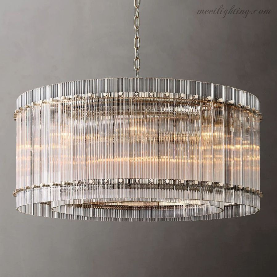 Circular Tiered Glass Panel Ceiling Fixture 22-60 Inch Diameter for Dining Room Foyer Living Room Bedroom Hotel Entryway Statement Lighting