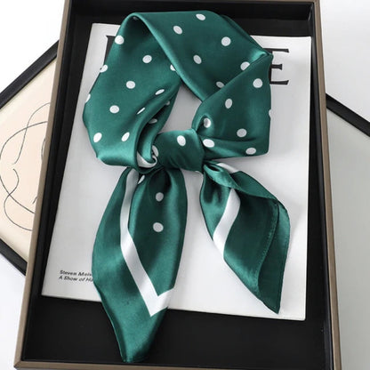Satin Print Scarf for Hair Neck Bag Accessory | Women's Luxury Square Neckerchief Headband Handbag Tie | Soft Sheen Fabric Statement Piece