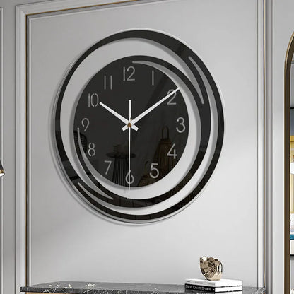 Black Acrylic Wall Clock Modern Geometric Silent Non-Ticking Scandinavian Home Decor for Living Room Bedroom Office