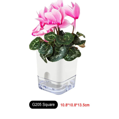 Reservoir Planter with Automatic Watering System White Plastic Indoor Herb Container for Kitchen Windowsill Office Desk Hydroponic Houseplan