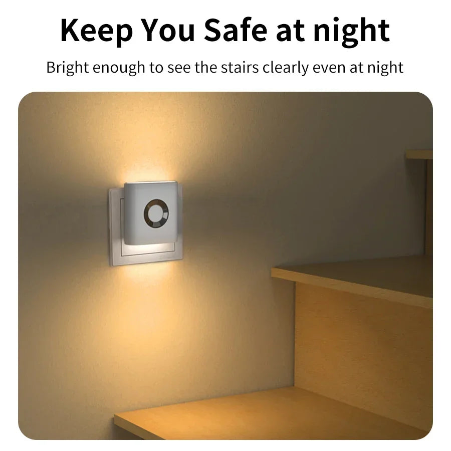 Plug-In Motion Sensor LED Night Light with 10 ft Radar Detection for Hallways Bedrooms Bathrooms Stairs Automatic Warm White Safety Lighting