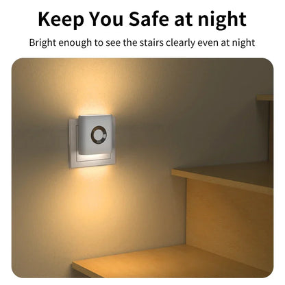 Plug-In Motion Sensor LED Night Light with 10 ft Radar Detection for Hallways Bedrooms Bathrooms Stairs Automatic Warm White Safety Lighting