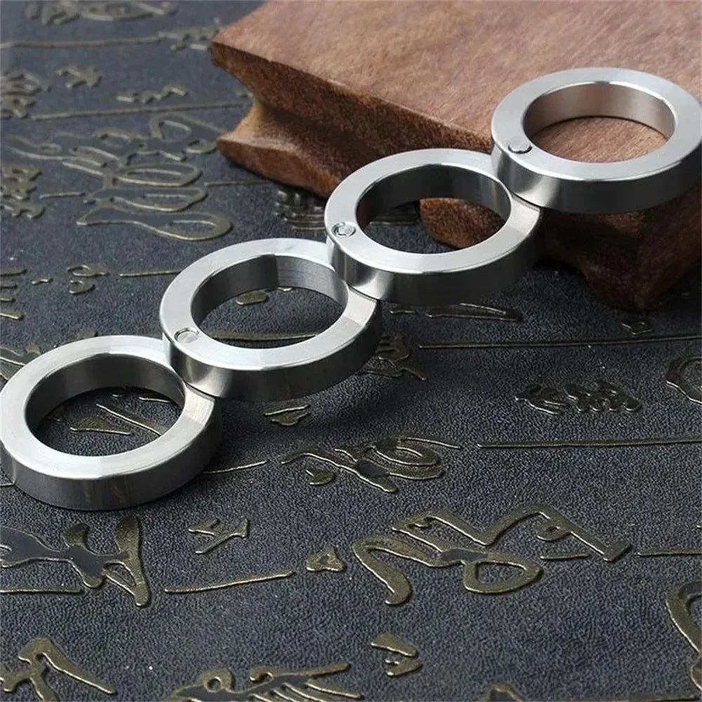Tactical Emergency Ring Self Defense Tool Silver Metal Finger Guard Discreet Protection Everyday Carry Compact Security Ring for Women Men