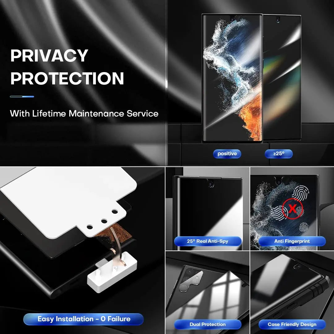 Privacy Screen Protector for Samsung Galaxy S23 Ultra, S23 Plus & S23 – Tempered Glass Anti-Spy Shield, 45-Degree Viewing Angle