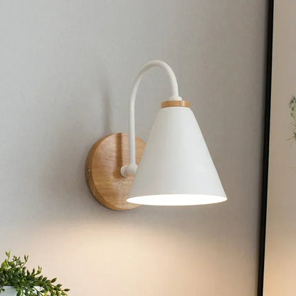 Metal & Wood Sconce 6 in Shade 9 in Reach Articulating Arm Bedside Task Light Bedroom Living Room Office Accent