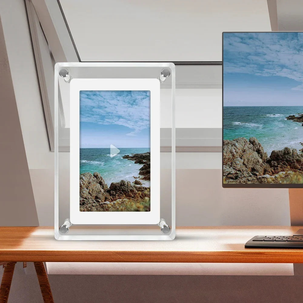 5-Inch IPS Digital Picture Frame with Rechargeable Battery | Tabletop Photo & Video Display for Desk & Home | HD Media Player with USB &