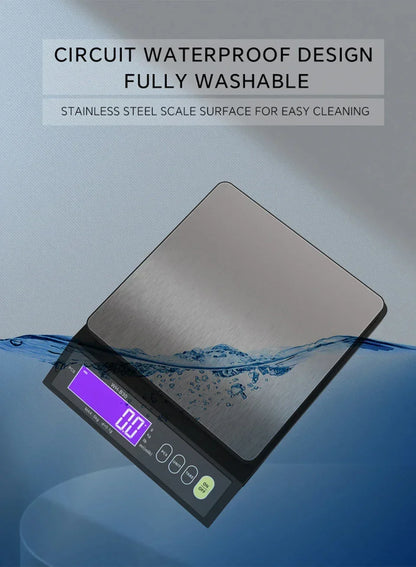 Waterproof Digital Food Scale – 11 lb / 1 oz or 22 lb / 0.04 oz Capacity, Rechargeable LCD Kitchen Scale for Meal Prep, Baking, Portion