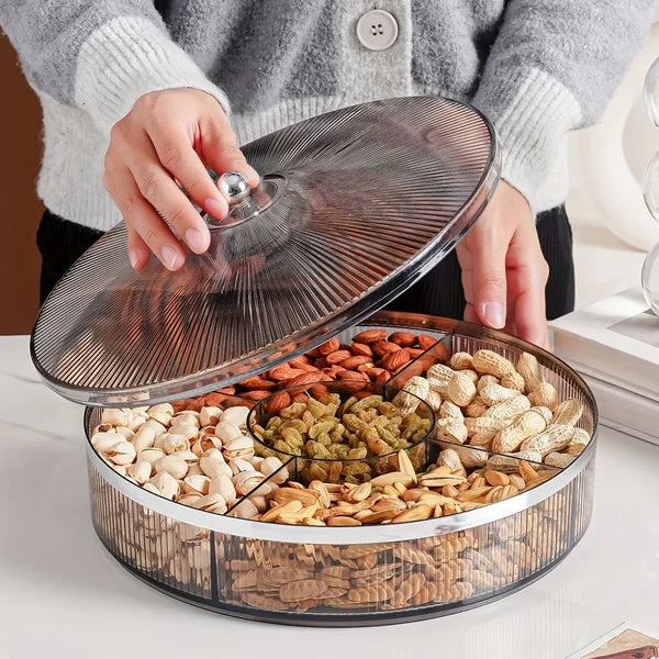 SNACKLIVA – Divided Snack Serving Tray with Lid Storage