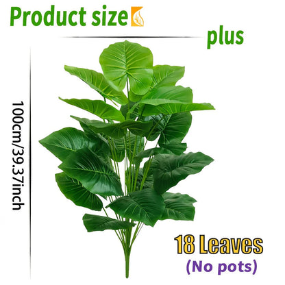 Faux Tropical Floor Plant 39 Inch Tall with 18 Wide Leaves for Living Room Entryway Patio Corner No Water Needed