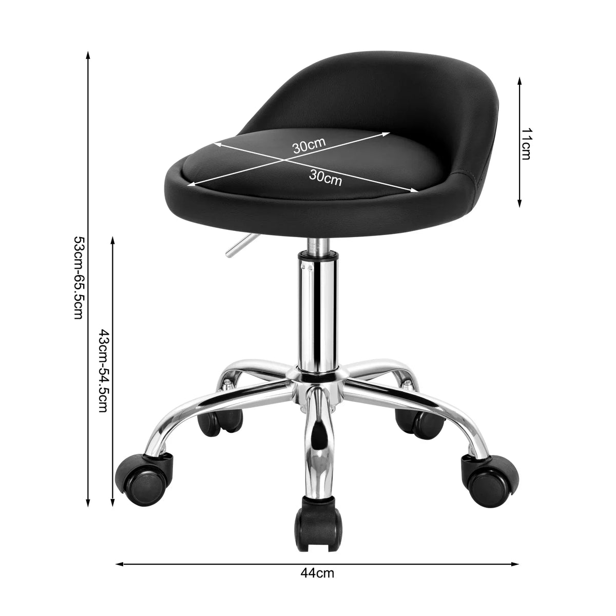 Cushioned Task Chair with Wheels Height Adjustable 21–26 Inches Compact Swivel Seat for Vanity Desk Salon Workspace Studio Home Office