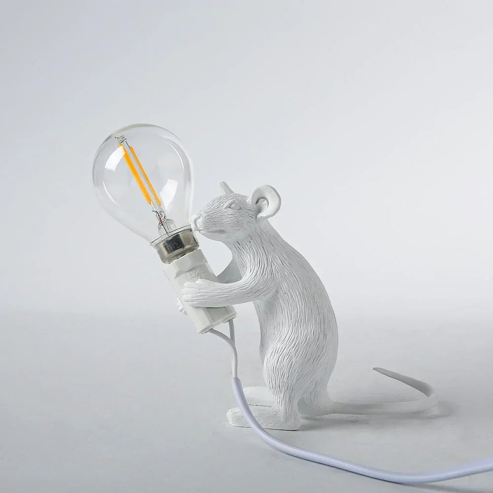 Whimsical Mouse Table Lamp with LED Light – Charming Resin Animal Décor for Bedroom, Living Room & Kids Room