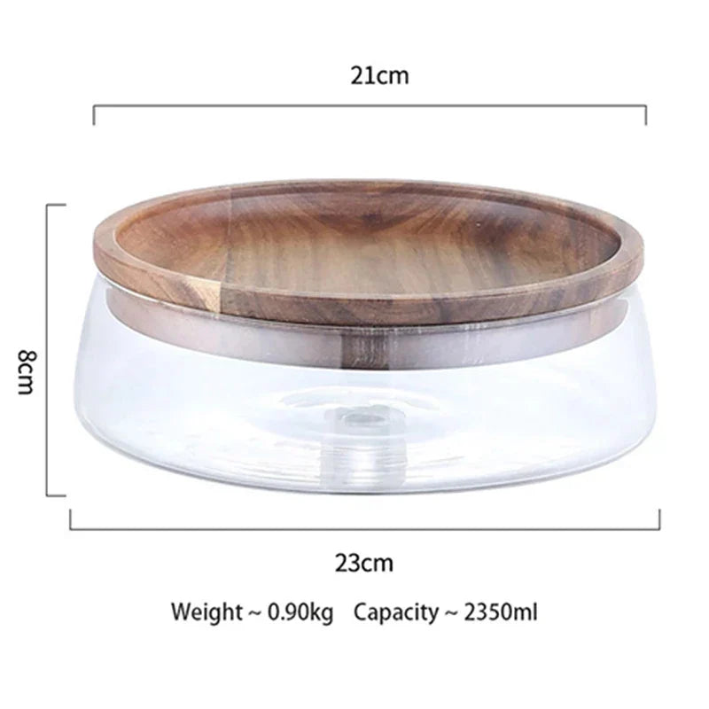 Glass Canister Set with Acacia Wood Lid for Kitchen Countertop Storage Dry Goods Snacks Pantry Organization