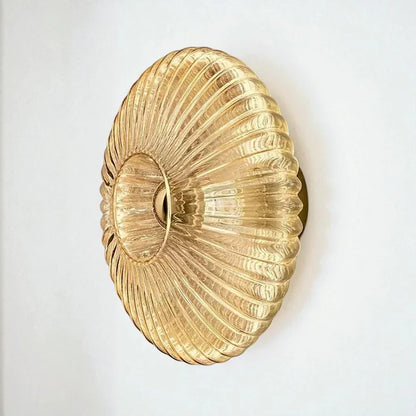 Textured Glass Sconce Fixture Warm Glow Indoor Accent Light Shell Shape for Entryway Bedroom Hallway Contemporary Boho Art Deco Style