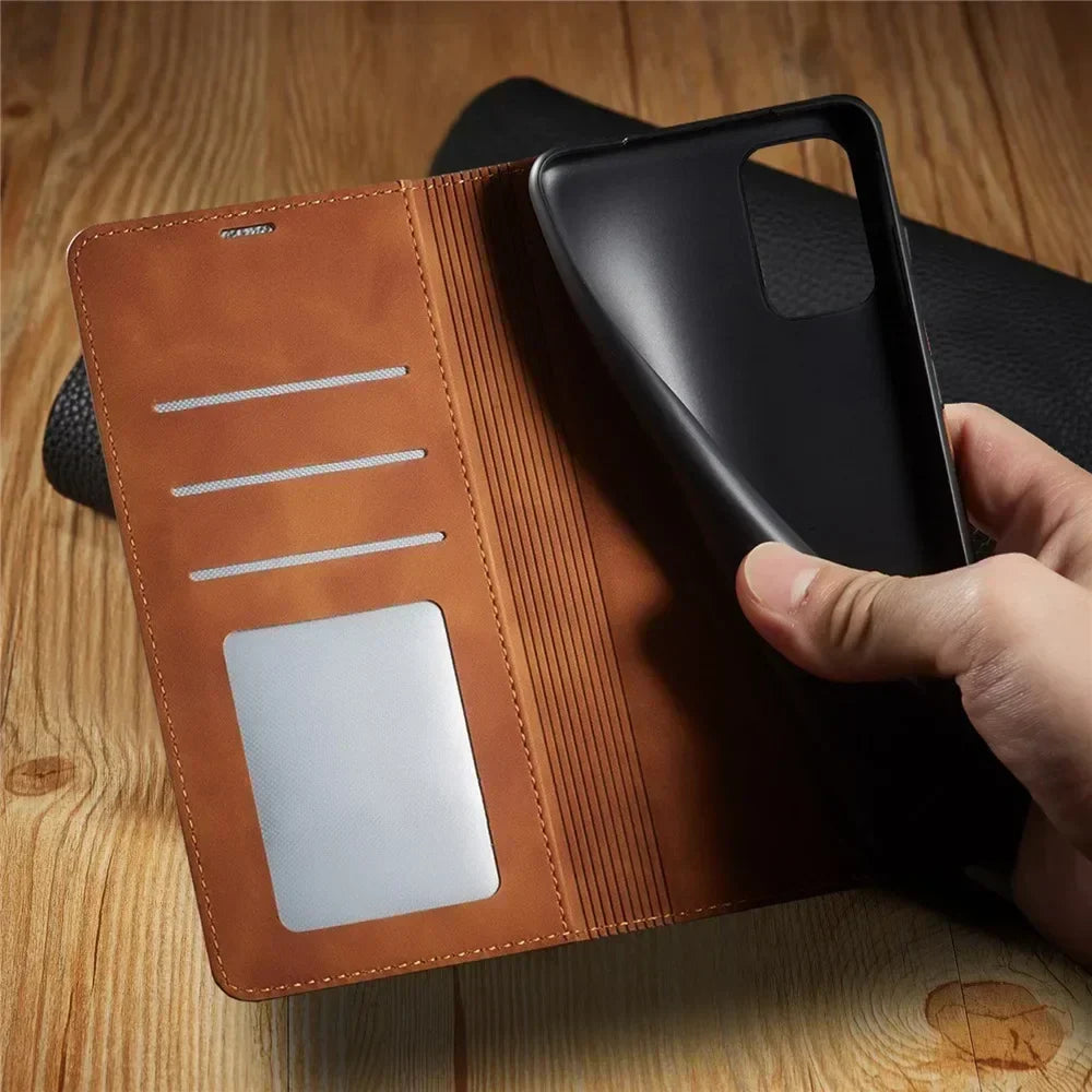 Magnetic Leather Wallet Case for Samsung Galaxy with Card Slots & Flip Cover | Premium Folio Protection for Galaxy S24 Ultra S23 S22 S21 S20