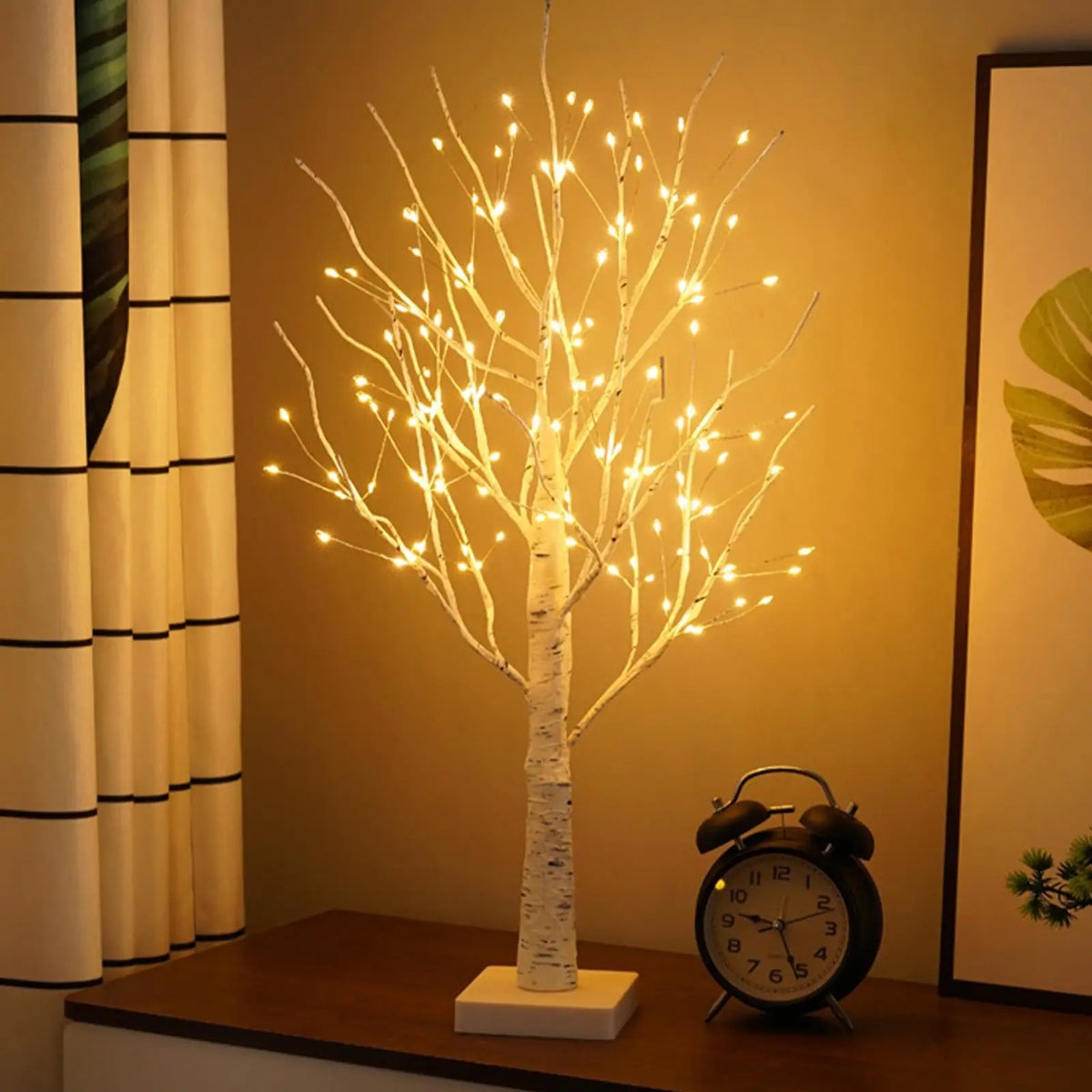 USB Rechargeable LED Birch Tree Accent Lamp 23 Inches Tall White Natural Wood Finish for Nightstand Desk Bedroom Living Room Office Ambient