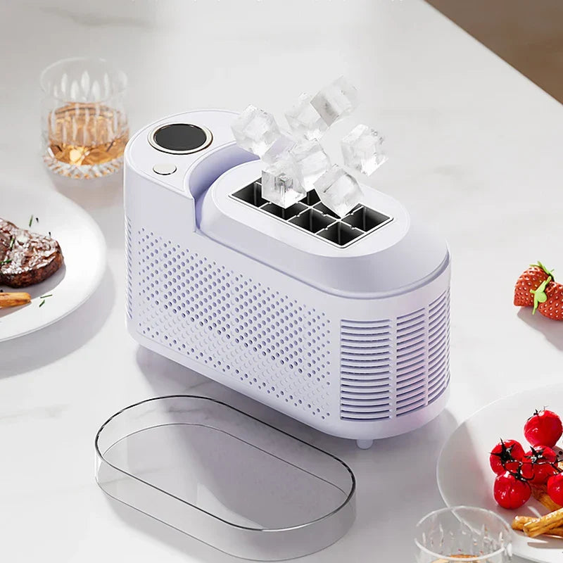 Countertop Ice Maker Machine 120W Rapid Cube Production Portable Travel Bar Office Kitchen Caravan Camping Beverage Chilling Appliance Light