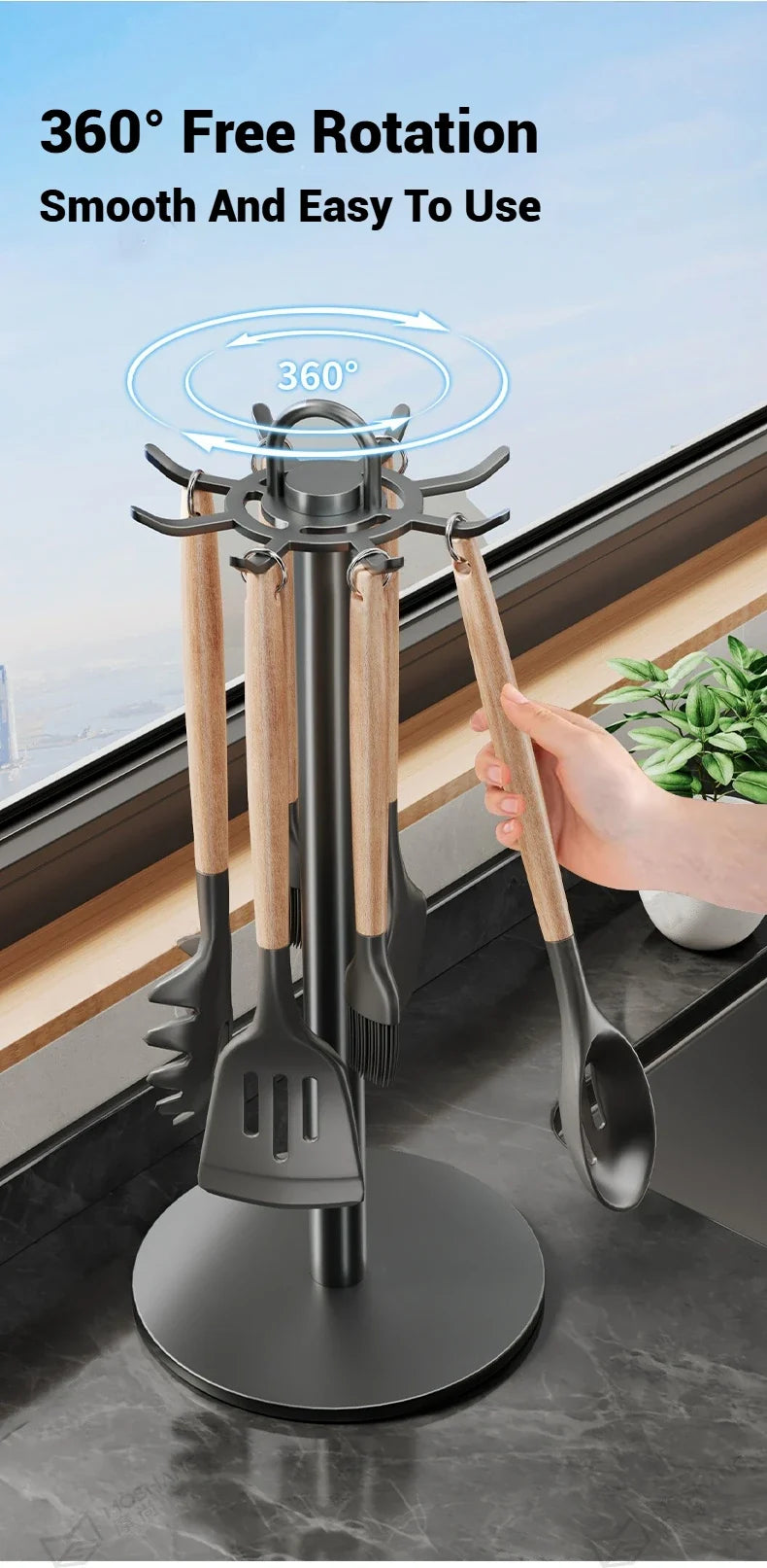SPINHOOK – Rotating Kitchen Utensil Organizer