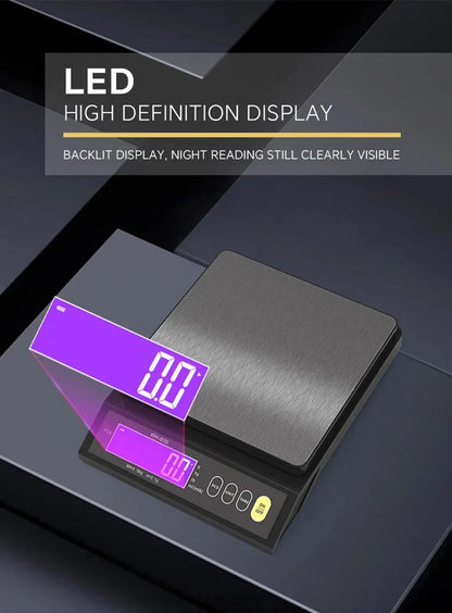 Waterproof Digital Food Scale – 11 lb / 1 oz or 22 lb / 0.04 oz Capacity, Rechargeable LCD Kitchen Scale for Meal Prep, Baking, Portion