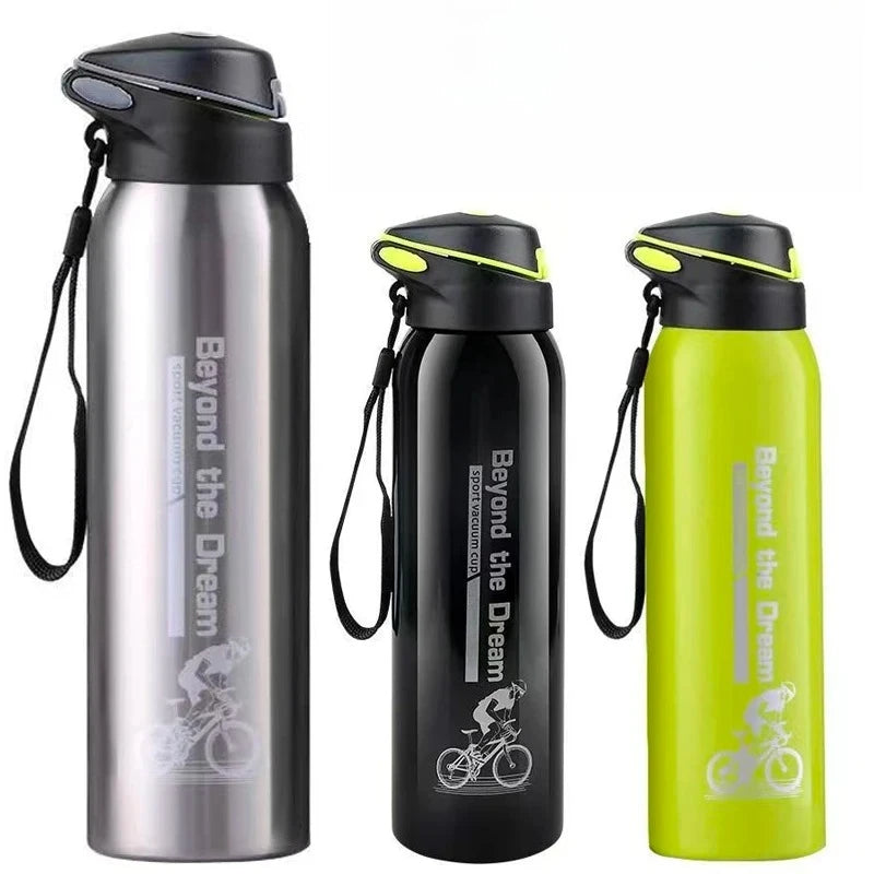 Insulated Stainless Steel Water Bottle with Sport Cap & Carry Loop – 17 oz Double Wall Bike Bottle for Cycling, Commuting & Outdoor Sports