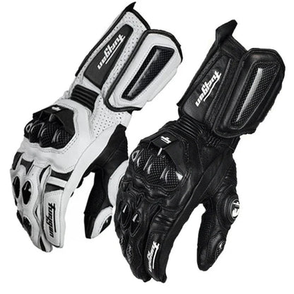 Gloves for Motorcyclists, Leather Motorcycle Gloves with Carbon Fiber Knuckles, Waterproof Touchscreen Riding Gloves