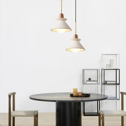 Resin Wood Hanging Light 9 in for Kitchen Island Dining Table Adjustable Ceiling Fixture E26 LED Compatible Scandinavian Modern