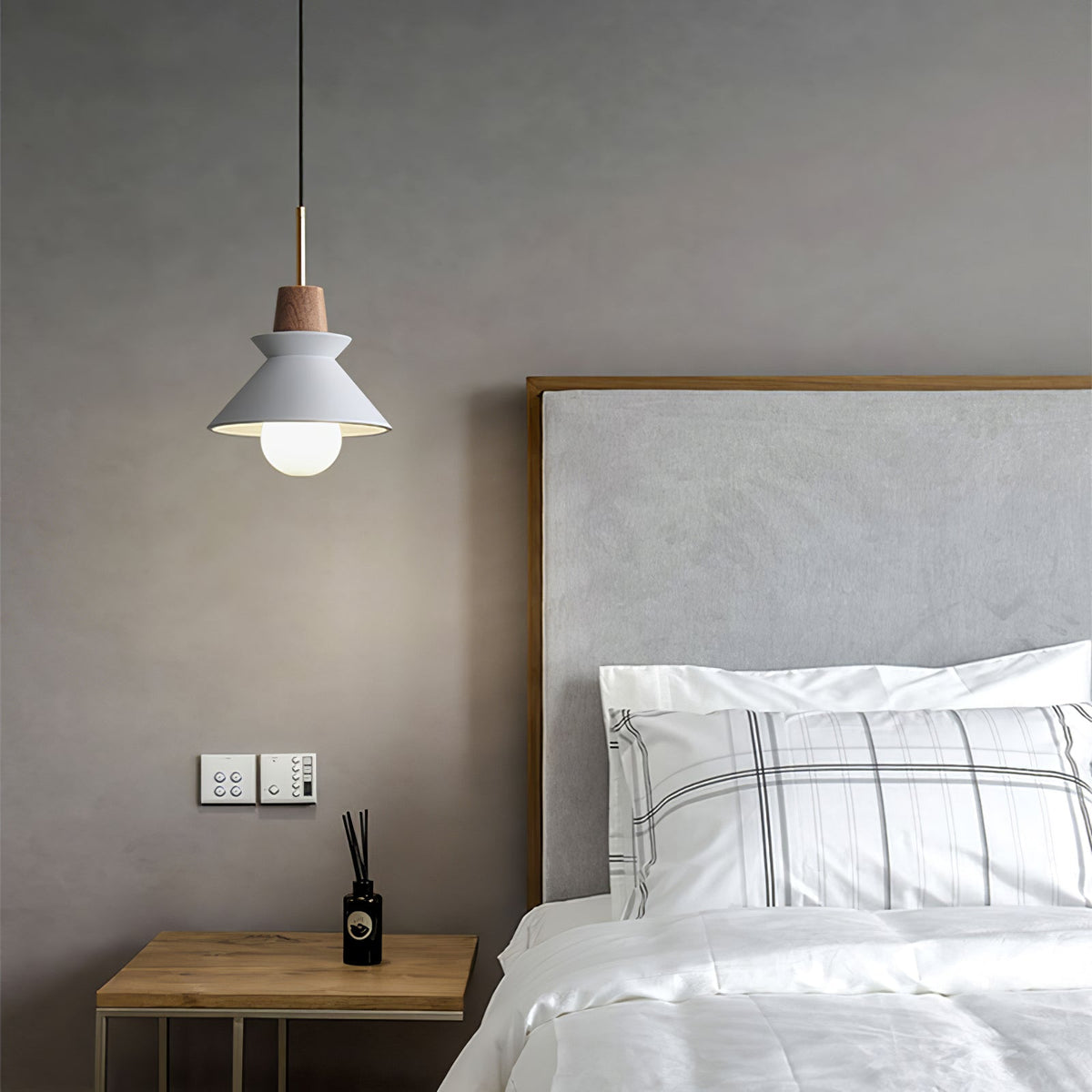 Resin Wood Hanging Light 9 in for Kitchen Island Dining Table Adjustable Ceiling Fixture E26 LED Compatible Scandinavian Modern