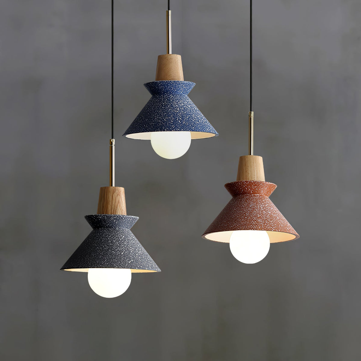 Resin Wood Hanging Light 9 in for Kitchen Island Dining Table Adjustable Ceiling Fixture E26 LED Compatible Scandinavian Modern