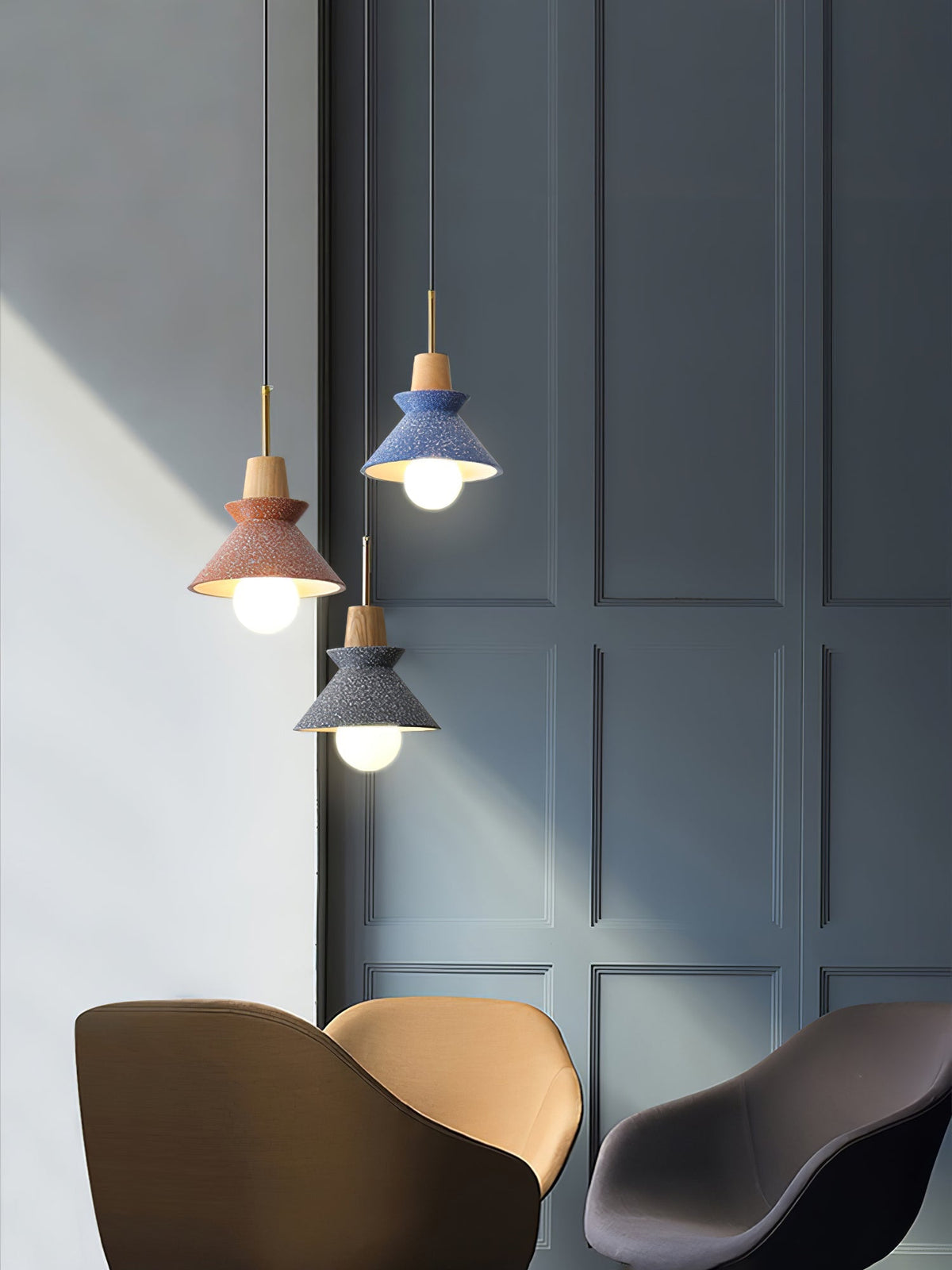 Resin Wood Hanging Light 9 in for Kitchen Island Dining Table Adjustable Ceiling Fixture E26 LED Compatible Scandinavian Modern