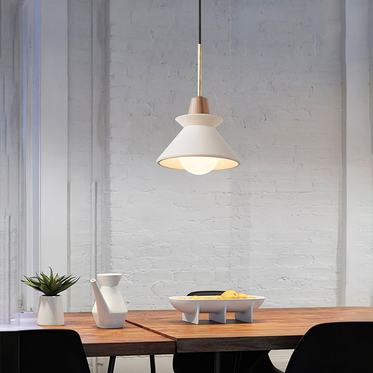 Resin Wood Hanging Light 9 in for Kitchen Island Dining Table Adjustable Ceiling Fixture E26 LED Compatible Scandinavian Modern