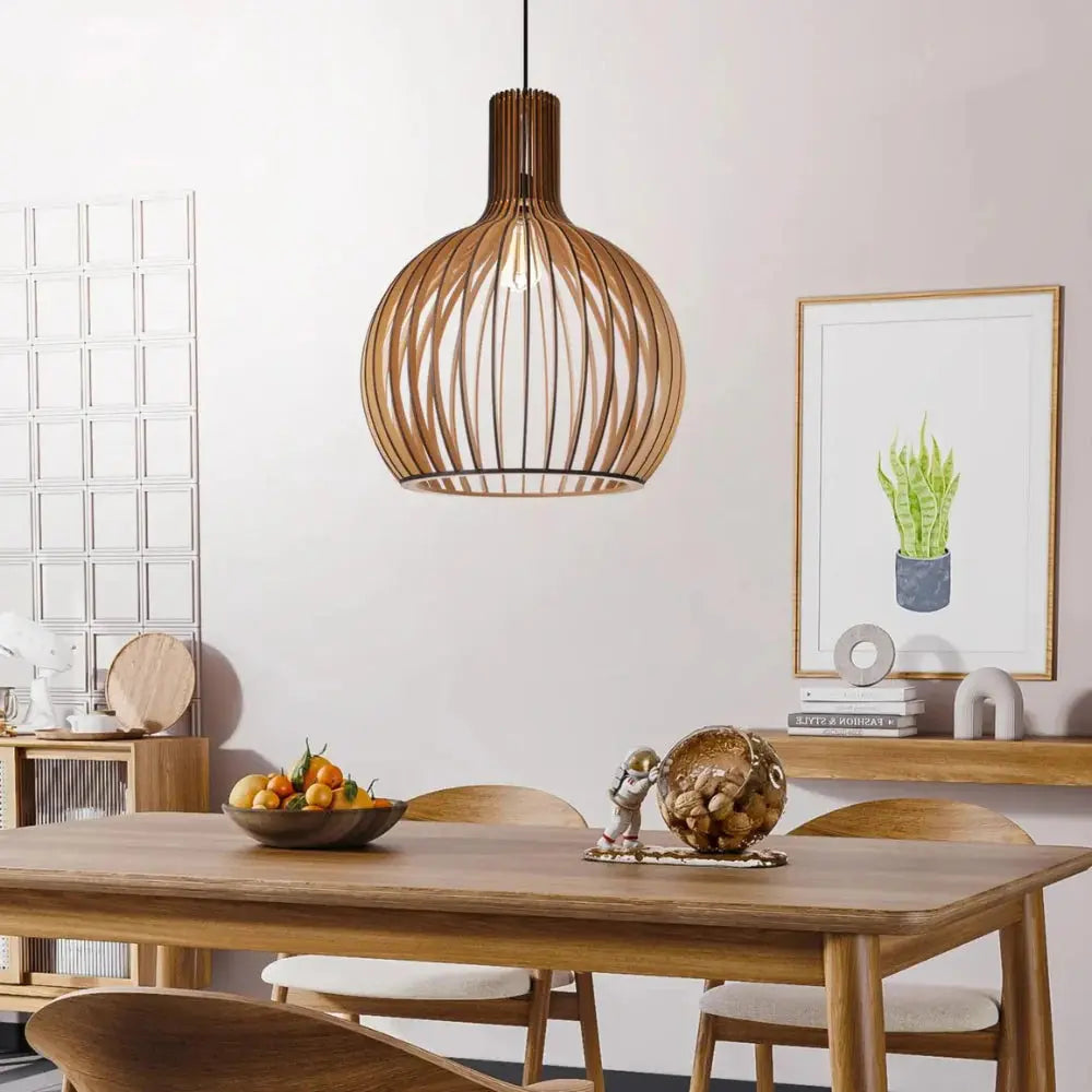 Scandinavian Pendant Lighting | Adjustable Wooden Ceiling Light Fixture for Warm Ambiance