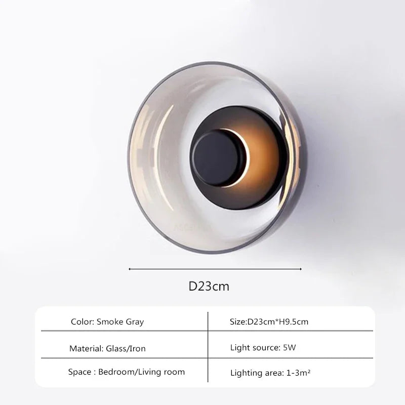 Contemporary Sconce with Domed Glass Shade – Iron Frame Wall-Mount Fixture for Bedrooms, Hallways & Living Spaces