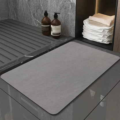 Stone Bath Mat Rapid-Dry 16x24 Inches Non-Slip Rubber Base Entryway Rug Beige Gray Navy for Shower Floor Bathroom Kitchen Door Balcony Water