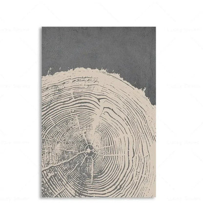 Abstract Tree Ring Wall Art Polyester Canvas 24x18 Inch Nature-Inspired Home Decor for Living Room Bedroom Office Rustic Organic Woodland De